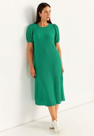 Cellbes of Sweden - Jersey-kjole med struktur i grønn for damer i størrelse 38/40