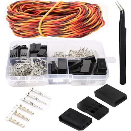 3-polet Jr Servo-stik, 270 stk. Servo-stik Servo-kabel Stik-sæt Han Hun + 5m Servo-kabel Til Futaba-stil Servo C