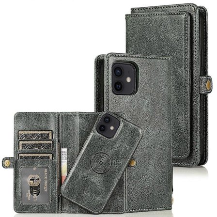 Til iPhone 12 mini Multiple Card Slots Aftagelig Magnetisk Horisontal Flip Læder Etui med Kort Slots & Holder & Wallet [DB]