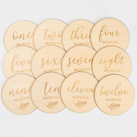 12 stk. Baby Monthly Cards Tregrense Milestone Discs Baby First Year Growth Photo Commemoration Props(A)