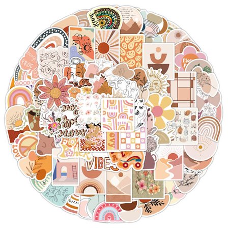 100 Boho-klistermærker til bærbar computer, telefon, vandflaske, skateboard, kuffert, guitar, plaster, sødt vand