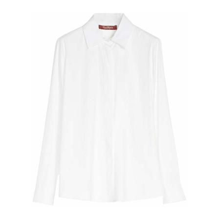Max Mara Studio, Cotton Poplin Shirt Biały, Kobieta, Rozmiar: M