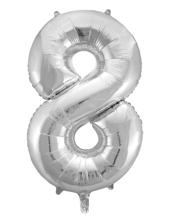 Foil Balloon Number 8 Silver 86 Cm Silver Joker