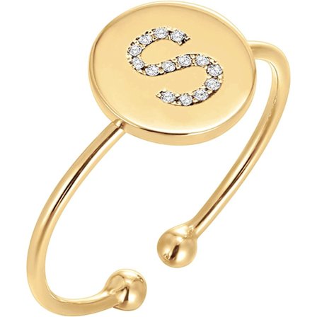 14K kullattu alkukirjainrengas, pinottavat renkaat naisille | Muotirenkaat