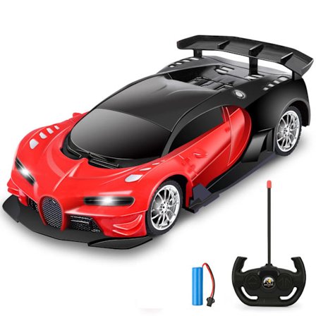 Fjernstyrt bil for barn - 1/16 skala elektrisk fjernstyrt leketøysracing, med LED-lys, RC-bilgaver for barn i alderen 3 4 5 6 7 8 9 år (rød)