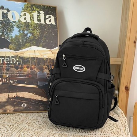 Enkel skolesekk for alle anledninger, enkel skolesekk for jenter, stor kapasitet, liten og fresh skulderveske, ryggsekk for jenter - svart