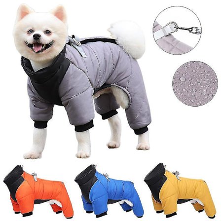 Vinter Hundeklær Vanntett Hundekåpe Med D-Ring Varme Hundeklær For Middels Hunder Valpekåpe Hundekåpe Fire Bens Jumpsuit