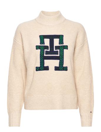 Monogram Graphic Mock-Nk Sweater Pulllover Creme Tommy Hilfiger