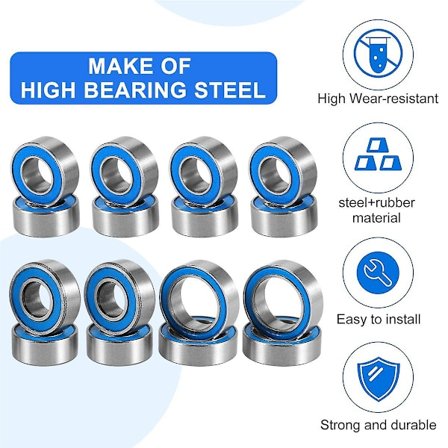 16 kpl:n kumitiivistetty kuulalaakerisarja Tt02 Tt-02 Tt02d Tt-02d 1/10 Rc-auton päivitysosiin