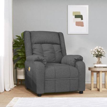 Vidaxl Massagefåtölj Mörkgrå Tyg Grå
