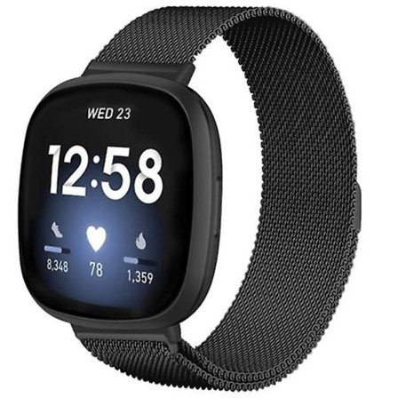 Til Fitbit Versa 4 / Versa 3 20 mm Milanese magnetisk metal splitspænde urbånd