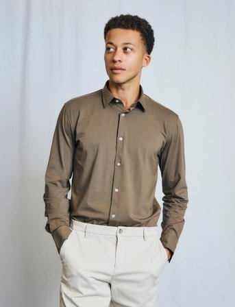 Bruun & Stengade Bs Nava Performance Fit Shirt - Khaki green - 38