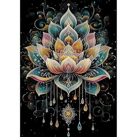 Diamond Art Kits til voksne - Mandala Lotus Blomst Diamant Maleri Kits DIY 5D Fuld Drill Diamant Prikker Malerier med Diamanter Gem Art til 