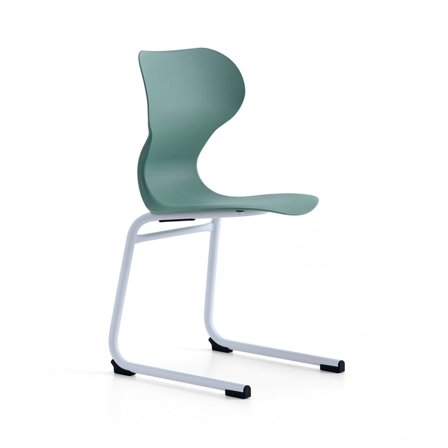 Stol BRIAN, skridsikker base, hvid/grøn