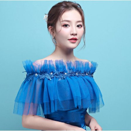 Spets Sjal Bröllop Cape BLÅ