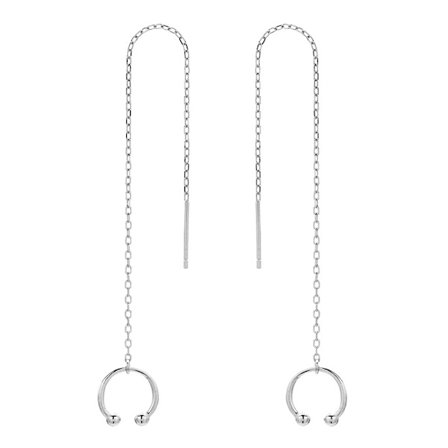 Sølvøreringe med ørestikker, kvinders kvastøreringe, en stk.