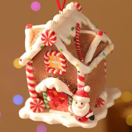 Julbelyst pepparkakshusljusdekoration Miniatyrjulbyhusljus Godishus Julgranshängande dekoration 3 st