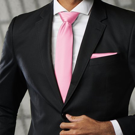 Cravată simplă strălucitoare roz, 8 cm pentru bărbați - Cravate uni