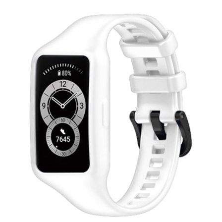 Yhteensopiva Huawei Band 7 / 6 Pro / Honor Band 6 -rannekkeen kanssa, joustava silikoni, valkoinen