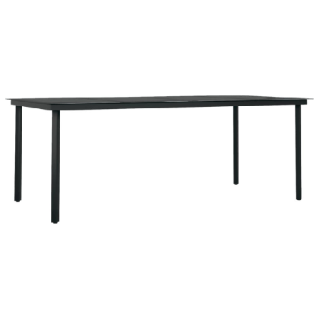 Vidaxl Trädgårdsbord Svart 200x100x74 Cm Stål Och Glas Svart