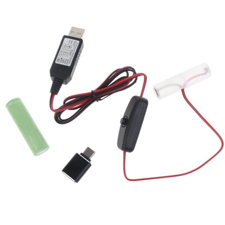 LR6 AA Battery Eliminator 2m USB Typ C Power Byt ut AA-batteri för Elektrisk Toy Ficklampa Klocka
