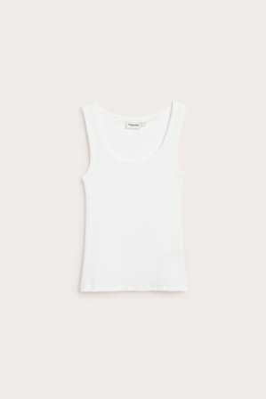 Kappahl | Ribbestrikket singlet | Hvit