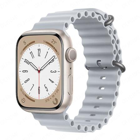 Ocean Rem för Apple Watch Band 49mm 44mm 40mm 45mm 41mm 42mm 38mm 40 44 45 Mm Silikon Armband Iwatch Serie 7 6 3 Se Ultra 8 38 40 41mm cloudy grey
