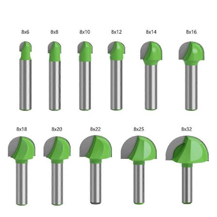 Træ Rundbundsfræser, 11 stk. Fræserbits 8 mm Skaft Sporfræser Karbid Skaft Sporfræser til Fræseværktøj Fræserbits [db]