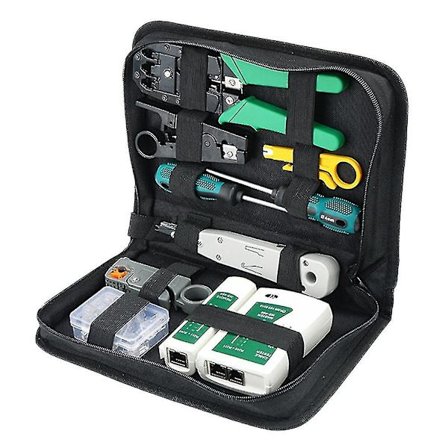 12 kpl RJ11 RJ45 3-tarkoitusinen verkkojohdon testaaja ja puristimen työkalusarja Qinhai