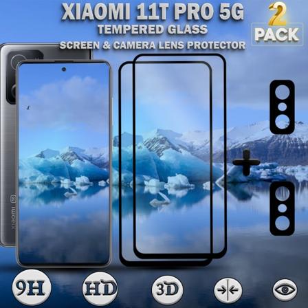 2-Pack Xiaomi 11T Pro (5G) Skärmskydd & 2-Pack linsskydd - Härdat Glas 9H - Super kvalitet 3D