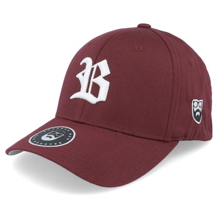Bearded Man - Rouge flexfit Casquette - Old English B White On Maroon Flexfit @ Hatstore