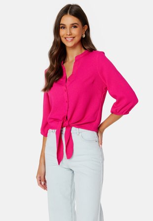 Happy Holly Linn ss knot blouse Cerise Klær