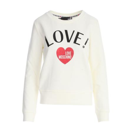 Love Moschino BIG Love Printed Crew Neck Sweatshirt Hvid, Dame