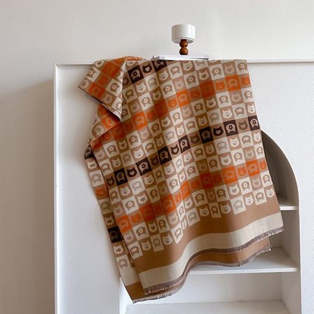 Tykk kasjmir sjal skjerf for kvinner (oransje), lang stor tosidig tykk varm skjerf, vinter