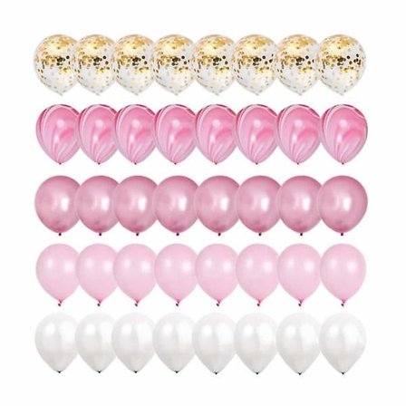 40-pakning Ballonger Rose gull Konfettifylte ballonger 31cm Bursdag rosa