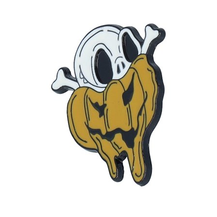 Cap Pins - Orange - Accessory - Cartoon Pumpkin Skull Metal Enamel Pin - Hatstore