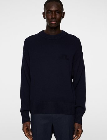 J. Lindeberg Eddy Cotton Wool Crew Neck - Navy - L