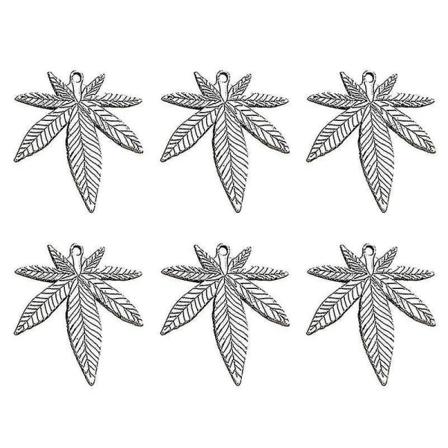 20 stk. Legering Store Blad Henger Smykker Tilbehør For Halskjede Armbånd (Antikk Sølv)