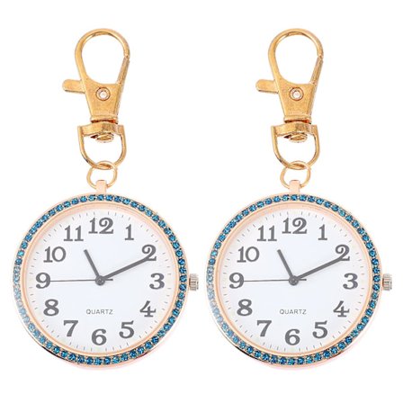 2 st Fickur i Zink-Legering med Nyckelring, Bärbar Klämma på Fickur