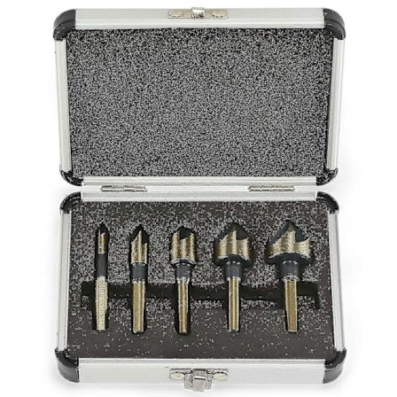 5 Delar 82 Graders Försänkare Borr 5 Flöjts Fasningsfräs Handverktygsset