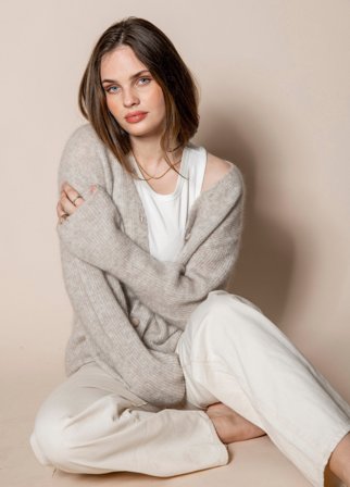 MISSMAYA - Malene Mohair Cardigan Soft Beige - L/XL