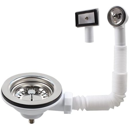 304 rustfrit stål, 5,5 cm lang, 114 mm køkkenvask med skrue, skåltype, afløbsarmatur med overløb, 2 overløbstyper, XK186GE