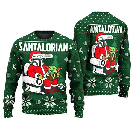 The Mandalorian Santalorian og Baby Yoda Stygg Julebgenser Star Wars God Jul Menn Genser Høst Vinter Dame Pullover stil 4 L