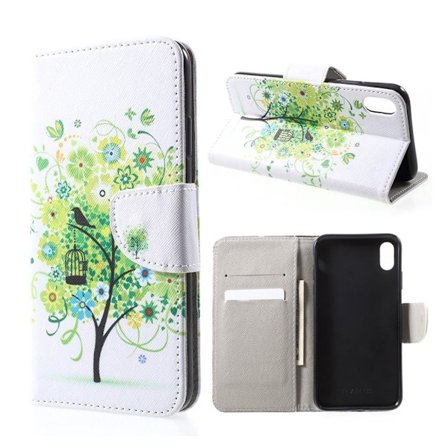 iPhone XR mobilfodral silikon syntetläder stående plånbok -