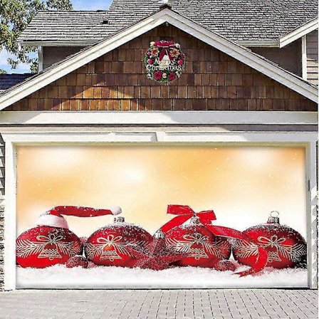 7x 4,9 m Glædelig Jul Julebanner Garageport Cover Stort Dør Cover