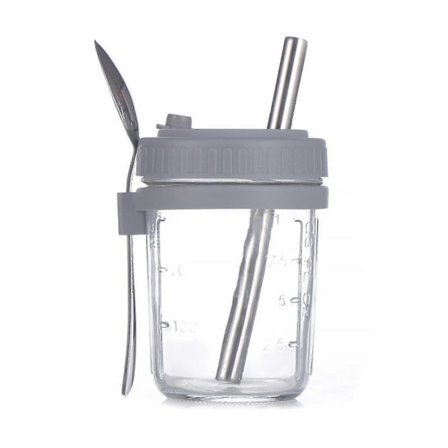 Havregrødsglas Mason Jars Krus Havregrød Kop Nat Havregrød Beholdere 460ml Med Låg Og Ske ROR