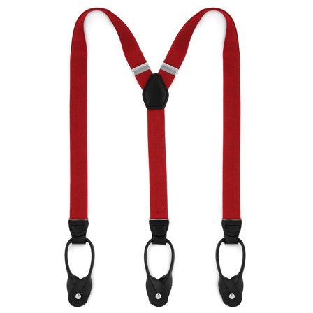 Wąskie karmazynowe szelki na guziki dla mężczyzn - Szelki na guziki