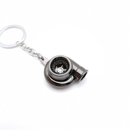 Bil Turbo Turbolader Turbine Nøglering Nøglekæde Ring Nøglering Nøglebrik Gave (Gun Black)