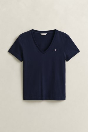 GANT Damen V-Neck T-Shirt (XL) Marineblau