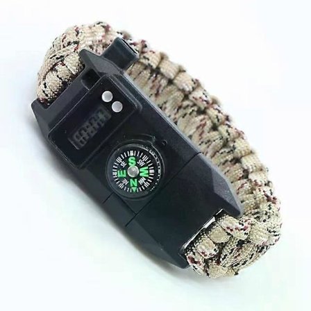 Monitoiminen 7-in-1 selviytymisrannekoru miehille ja naisille, ulkoiluun, retkeilyyn, pelastukseen, hätätilanteisiin, paracord-rannekorut, kompassi, 